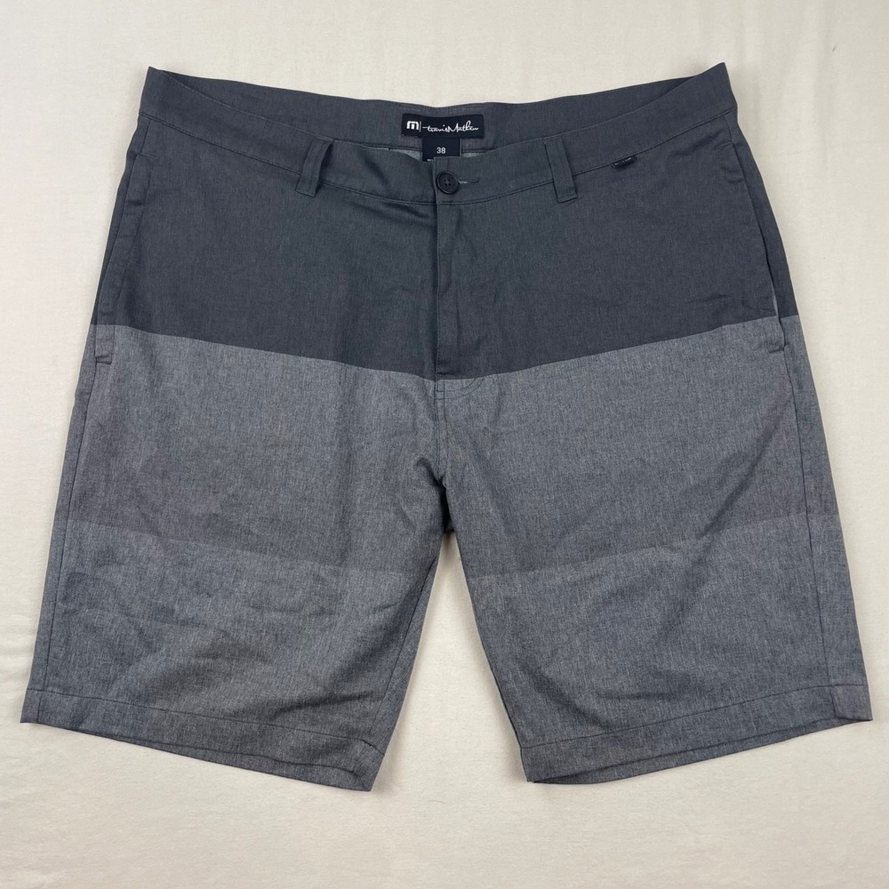 TravisMathew Mens Grey Colorblock Golf Shorts Size 38 Stretch Performance 0208